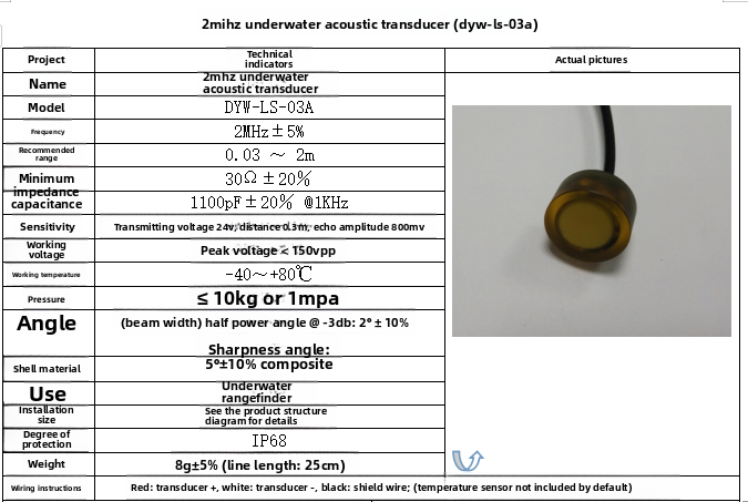 DYW-LS-03A 2MHz Sualtı Ultraso - Ultrasonic Distance Sensor incelemesi ve fiyatı